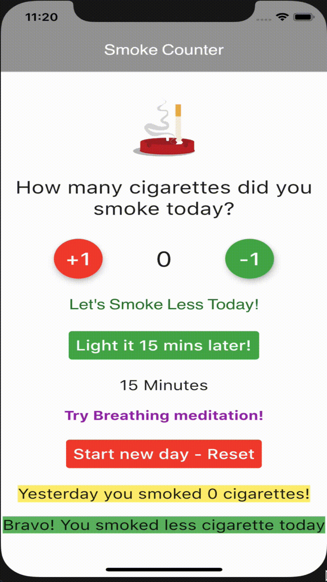 cigarettes smoked today counter Smoke Counter‌