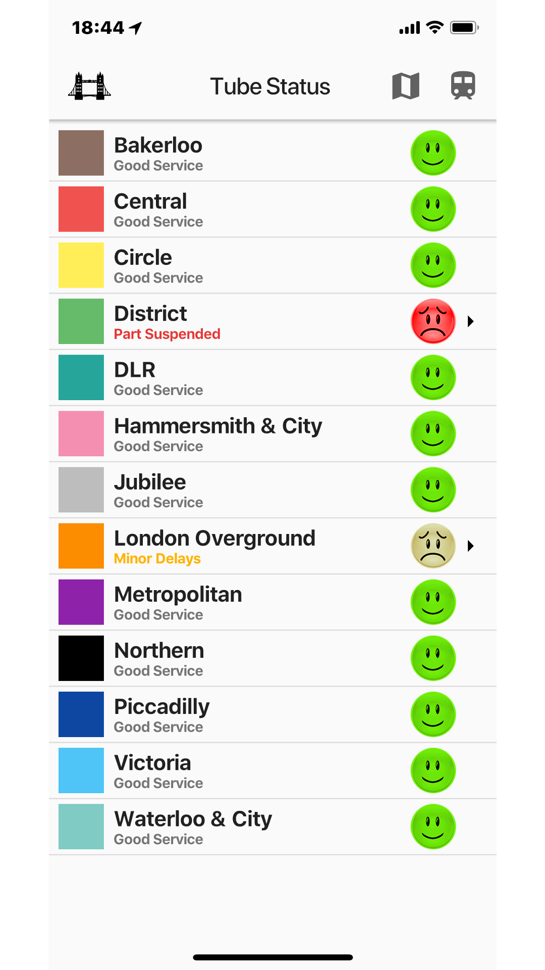 tube travel status