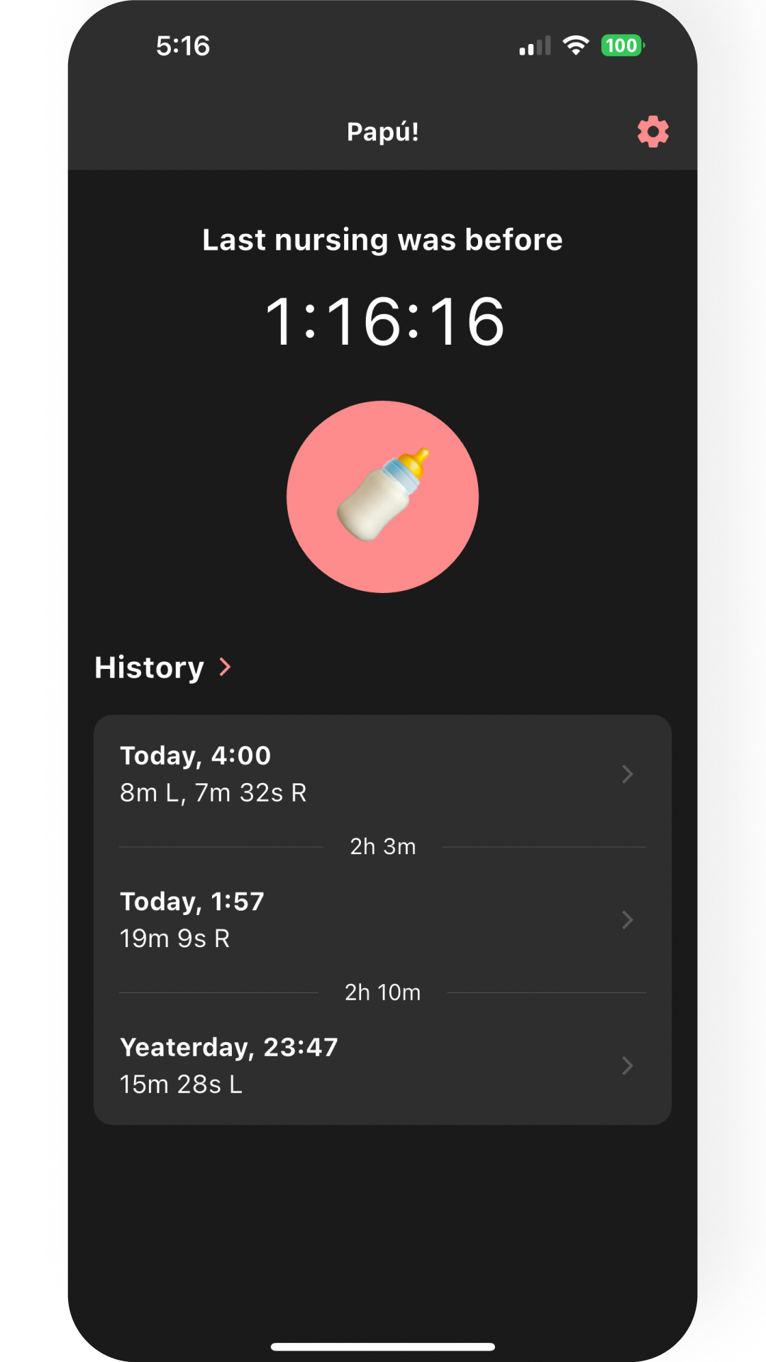 Papú! Breastfeeding timer