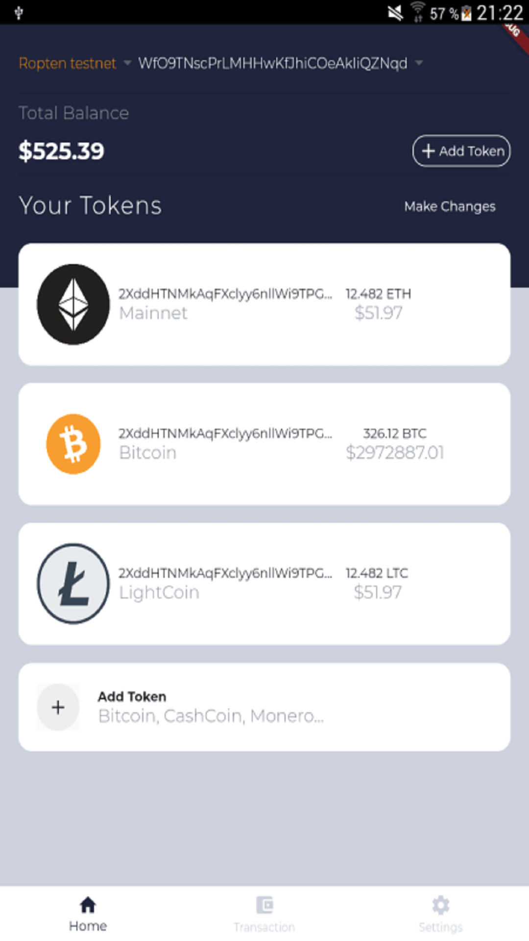 screenshot of crypto wallet