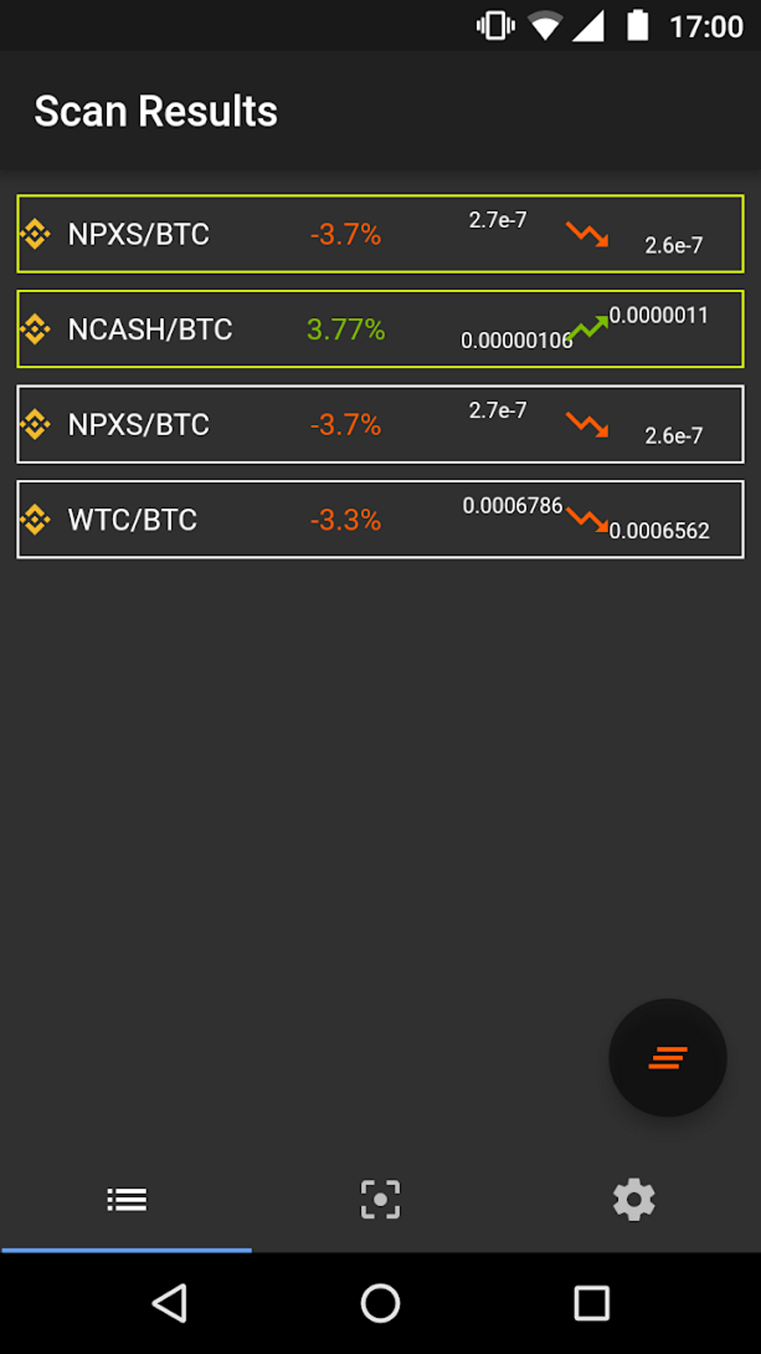 delta crypto app show percentage